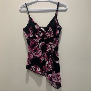 y2k asymmetric mariposa floral tank top